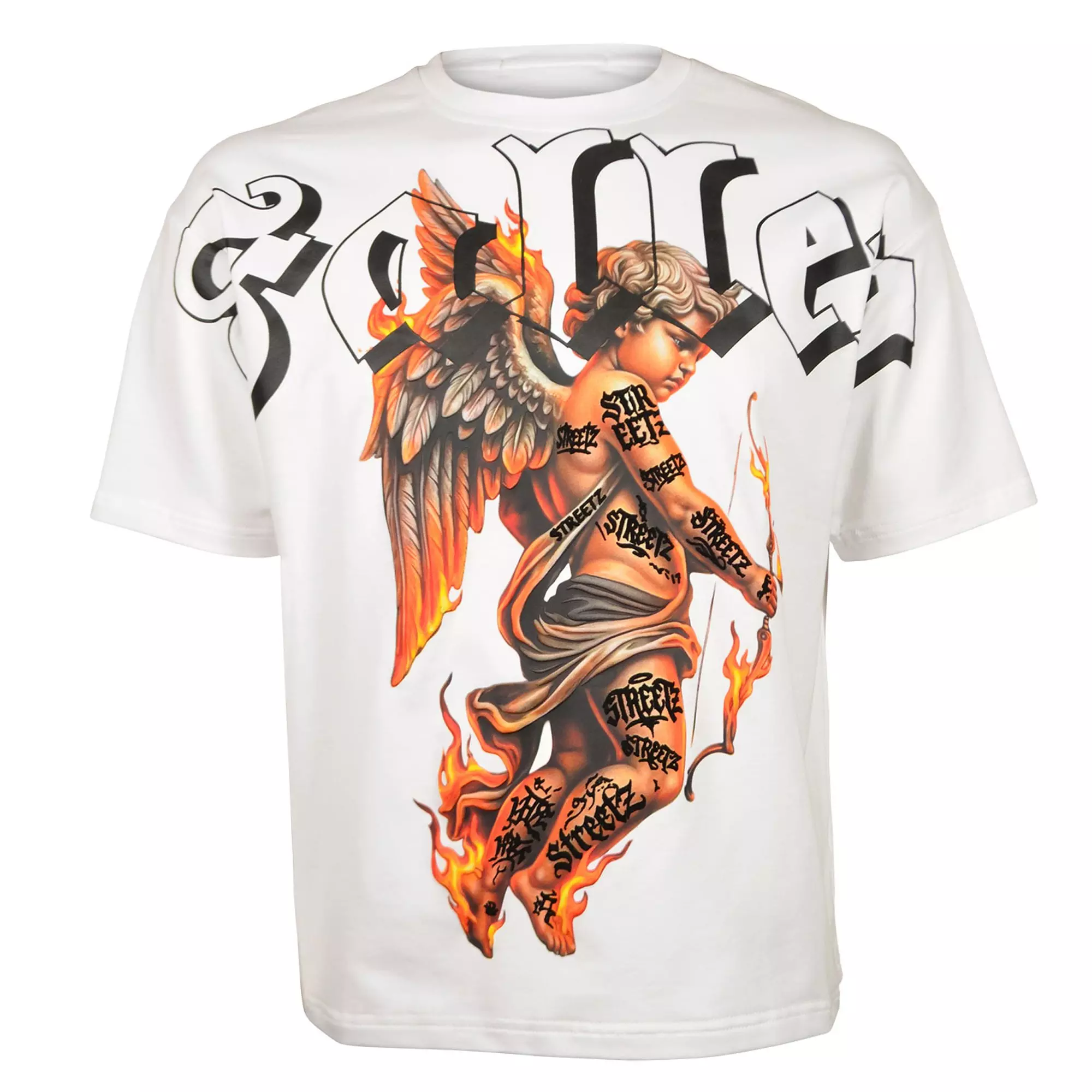 Streetz Iz Watchin Men's Fallen Saint Flame Tee - White